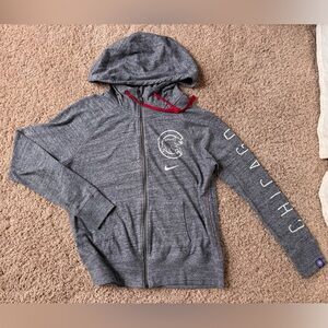 Gray Women’s Chicago Cubs Hoodie with Red Accents by Nike